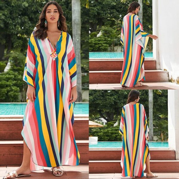 European And American Printed Chest Woven Beach Cover-up - Image 6