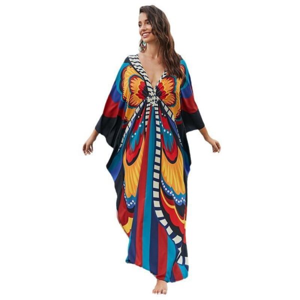 European And American Printed Chest Woven Beach Cover-up - Image 4