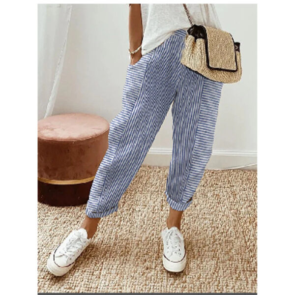 Women's Striped Print Trousers Summer Fashion Casual Loose Pants - Image 7