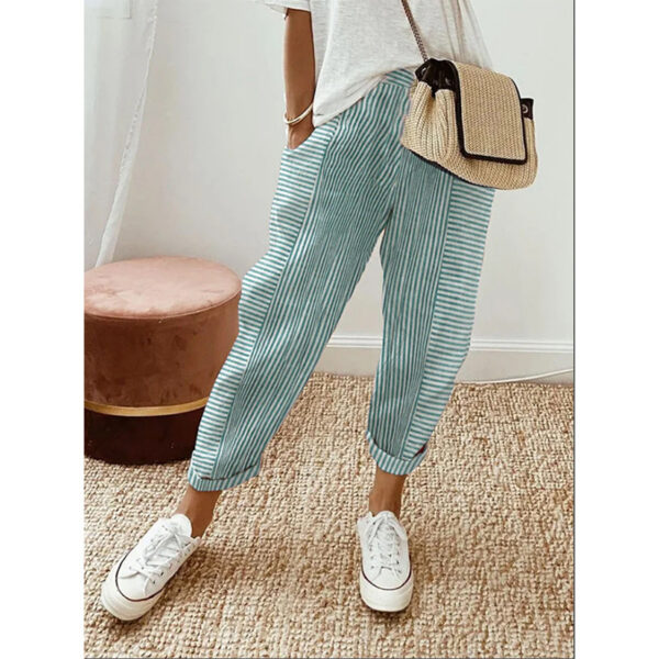 Women's Striped Print Trousers Summer Fashion Casual Loose Pants - Image 4