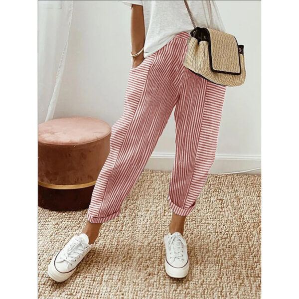 Women's Striped Print Trousers Summer Fashion Casual Loose Pants - Image 3