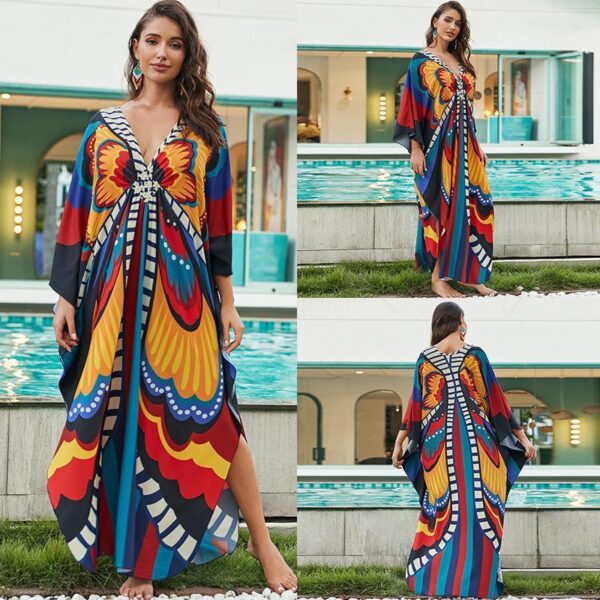 European And American Printed Chest Woven Beach Cover-up - Image 5