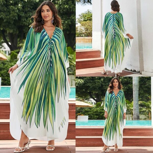 European And American Printed Chest Woven Beach Cover-up - Image 10