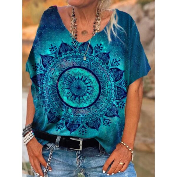 Women's Fashion V-neck Short Sleeve T-shirt 3D Digital Printing Short Sleeve T-shirt - Image 6