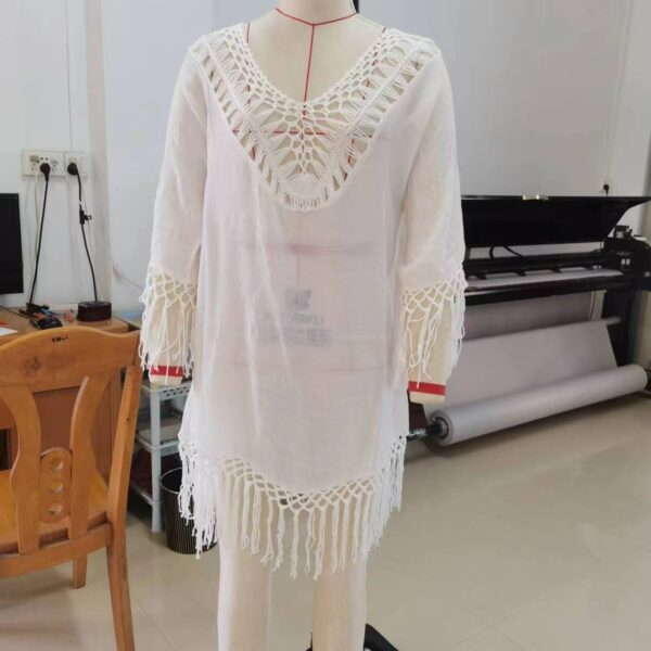 Hand Hook Flower Stitching Beach Cover-up Stylish Loose Plus Size Holiday Sun-protective Clothing - Image 4