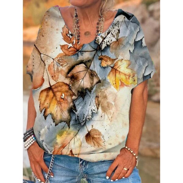 Women's Fashion V-neck Short Sleeve T-shirt 3D Digital Printing Short Sleeve T-shirt - Image 9