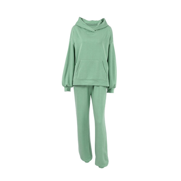 European And American Knitted Green Short Top Hooded Sweater Two-piece Set - Image 5