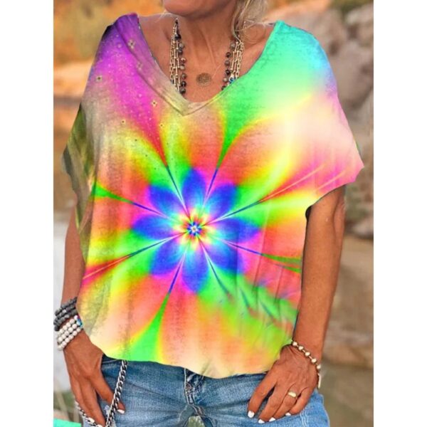 Women's Fashion V-neck Short Sleeve T-shirt 3D Digital Printing Short Sleeve T-shirt - Image 10