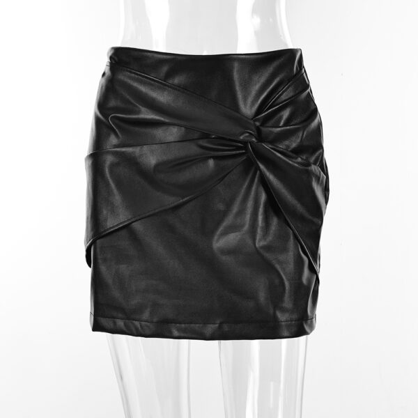 Women's Versatile Casual High Waist PU Leather Skirt - Image 6