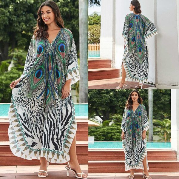 European And American Printed Chest Woven Beach Cover-up - Image 9