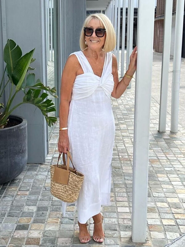 Women's Solid Color Cross Tube Top Dress - Image 9