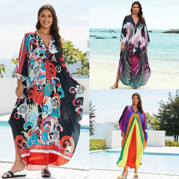 European And American Printed Chest Woven Beach Cover-up - Image 2